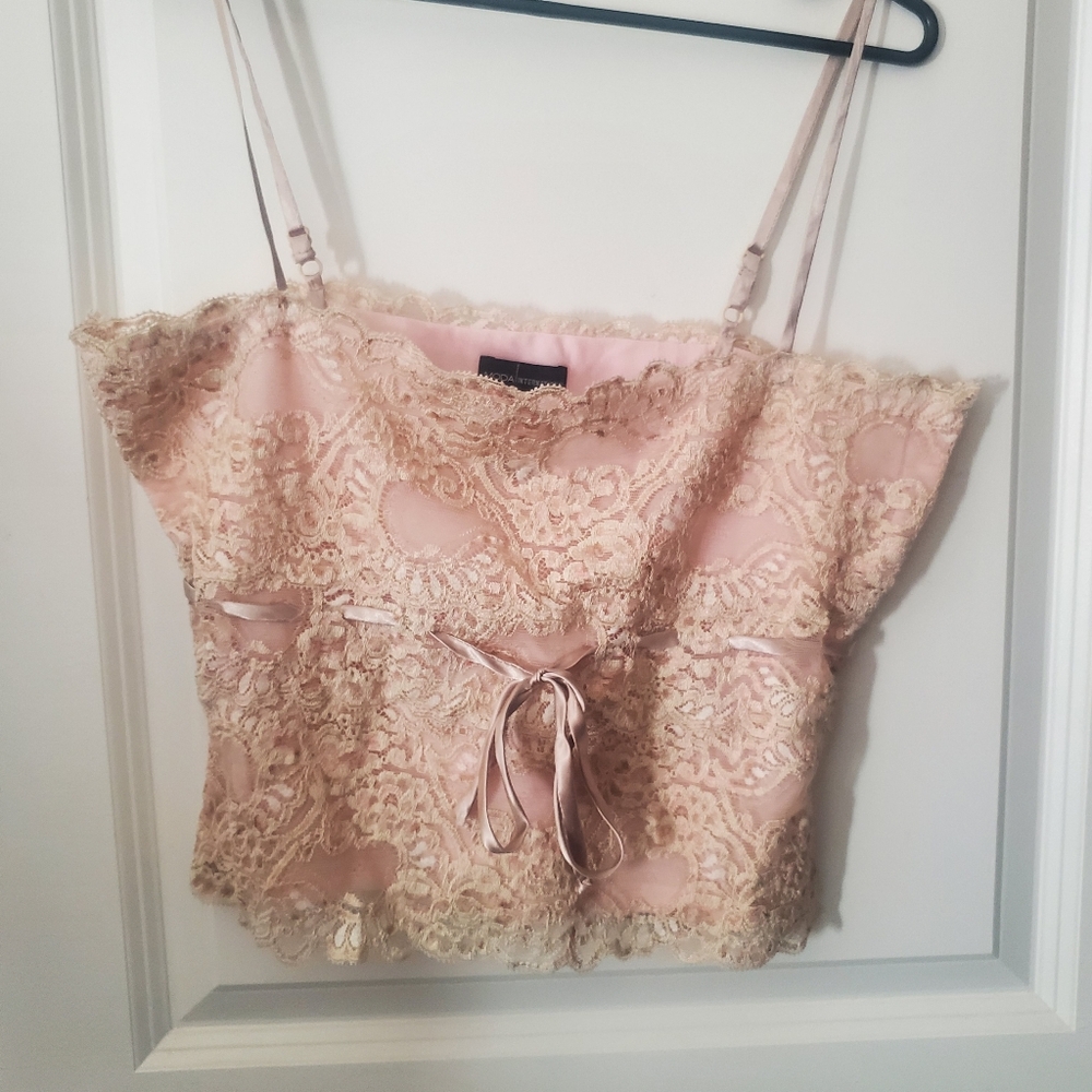 Victoria Secret House Brand MODA International Cute Lace Pink/gold Top Small